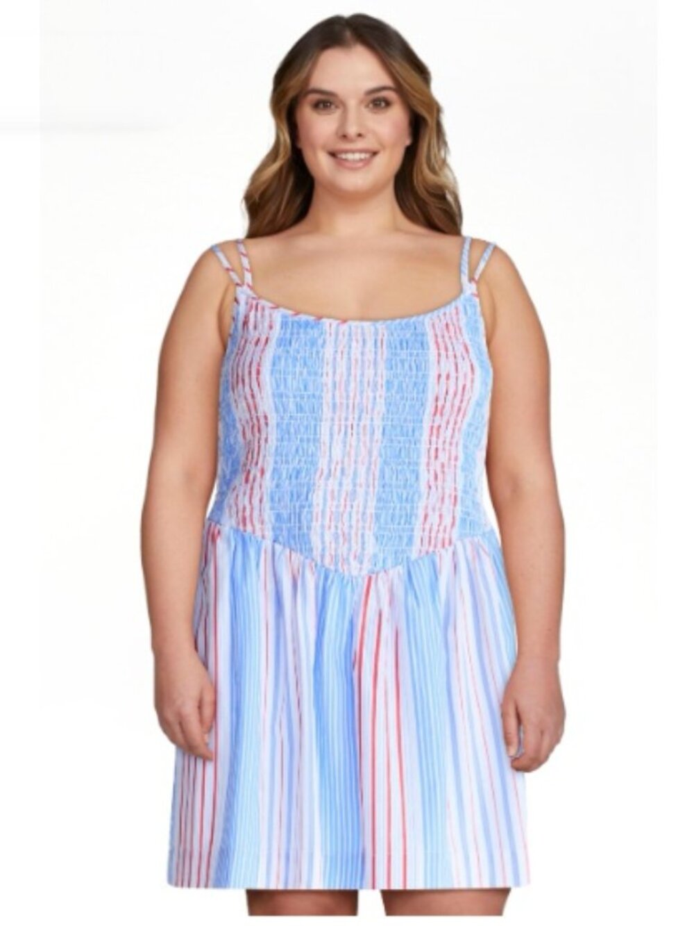 NWT Free Assembly Women's Sleeveless Smocked Cotton Mini Dress Size XXL